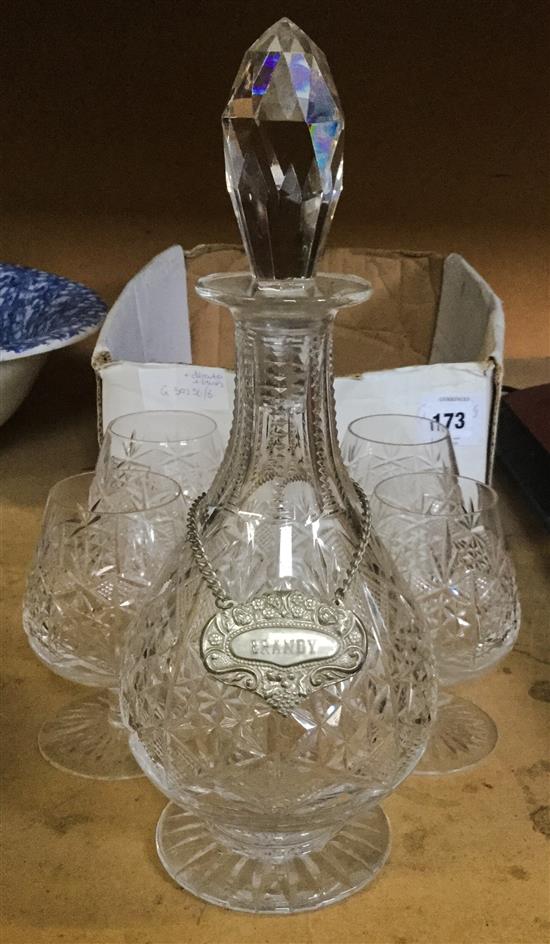Bag chandelier & decanter + 4 glasses